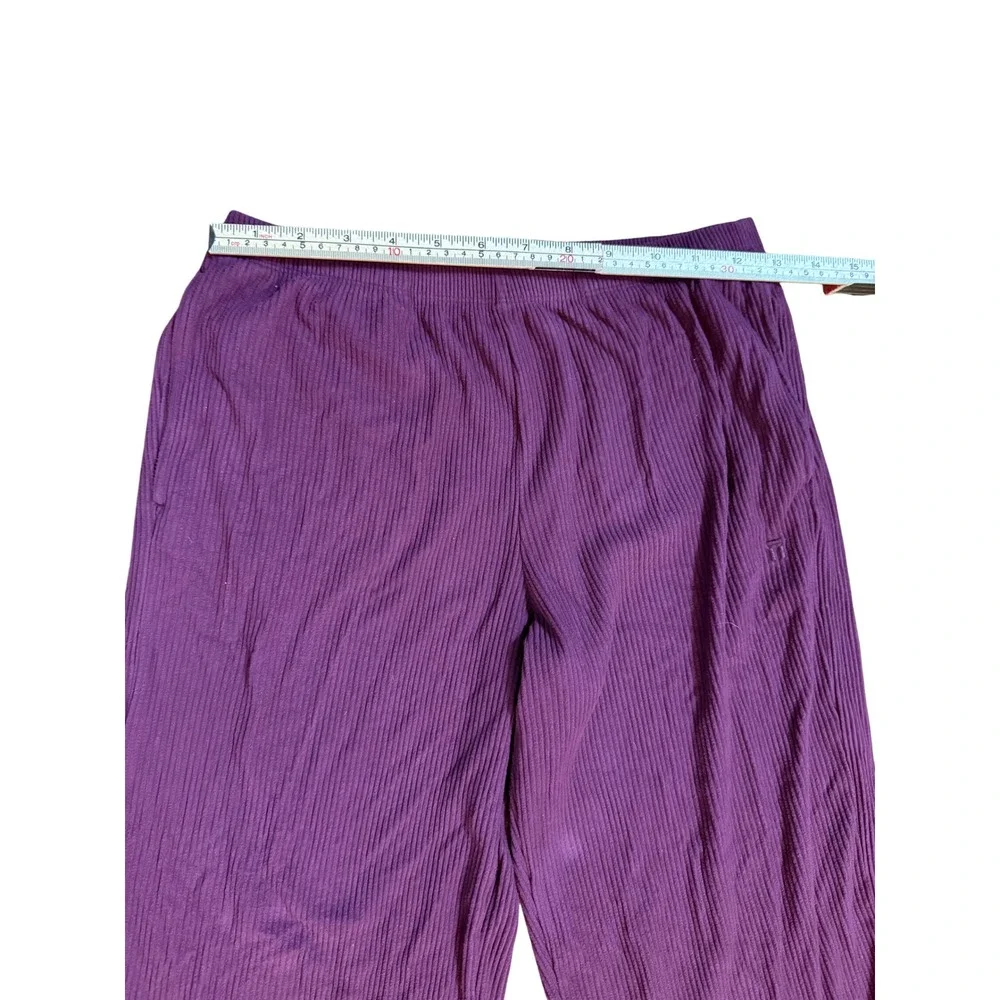 Tommy John Womens Plum‎ Ribbed Pajama Set Short Sleeve Button Top Pants Small